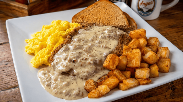 Country Fried Steak & Eggs.
