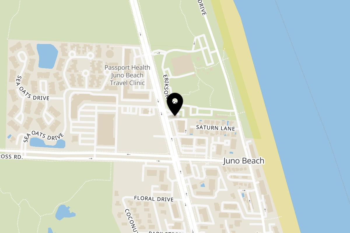 Map showing the location of Hurricane Cafe on 14050 US-1 in Juno Beach